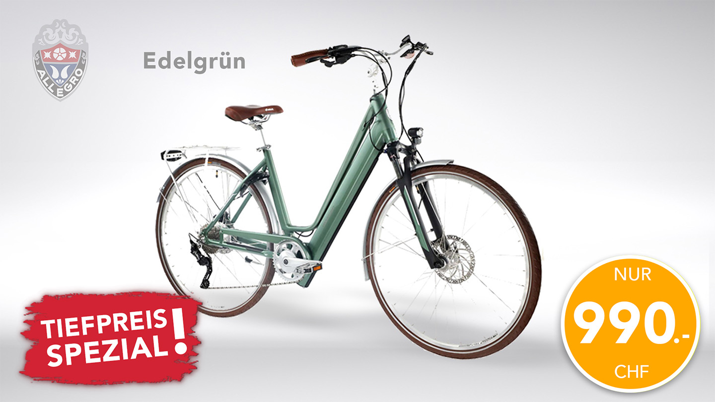 allegro e bike zum tiefpreis nur 990 farbe grün