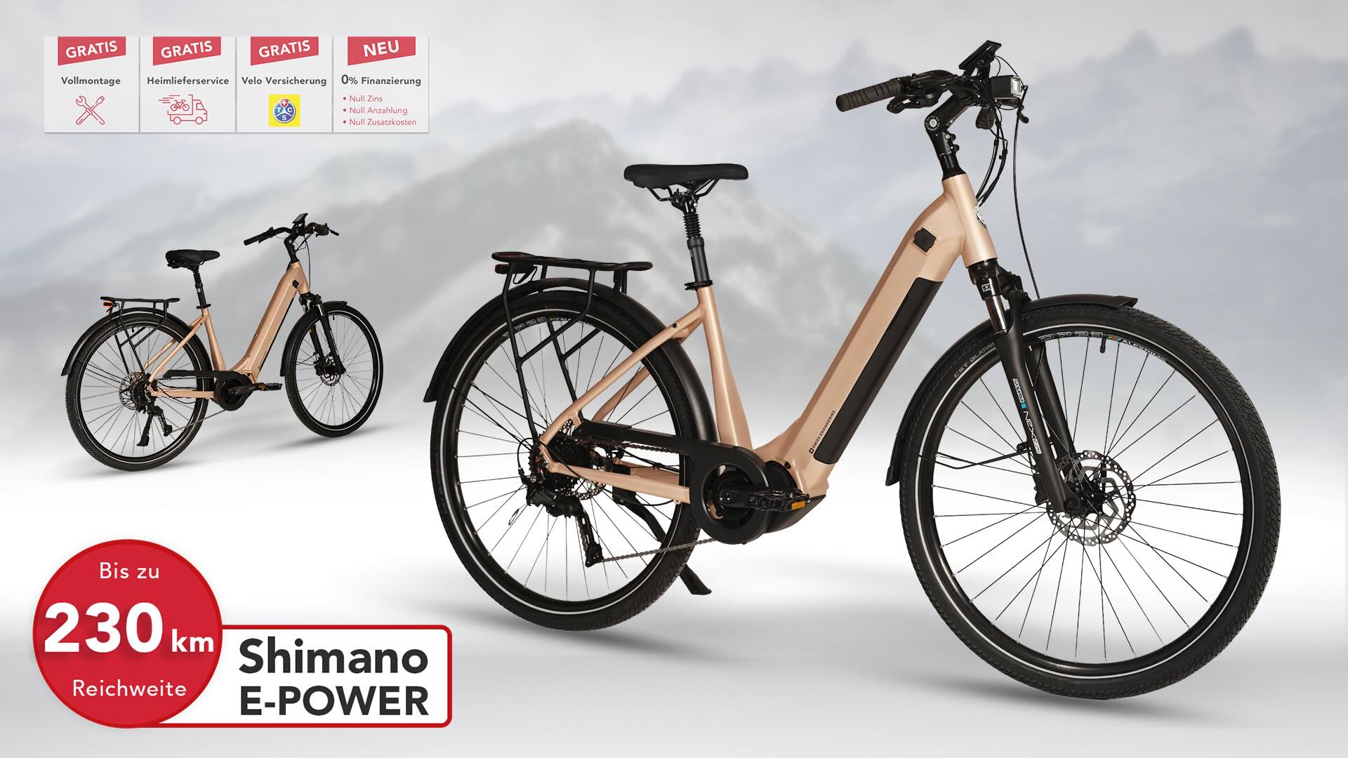 aktiv plus trekking e bike champagner alpin schweiz bis zu 230 km reichweite